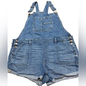 American Eagle Denim Blue Women's Overall Shorts